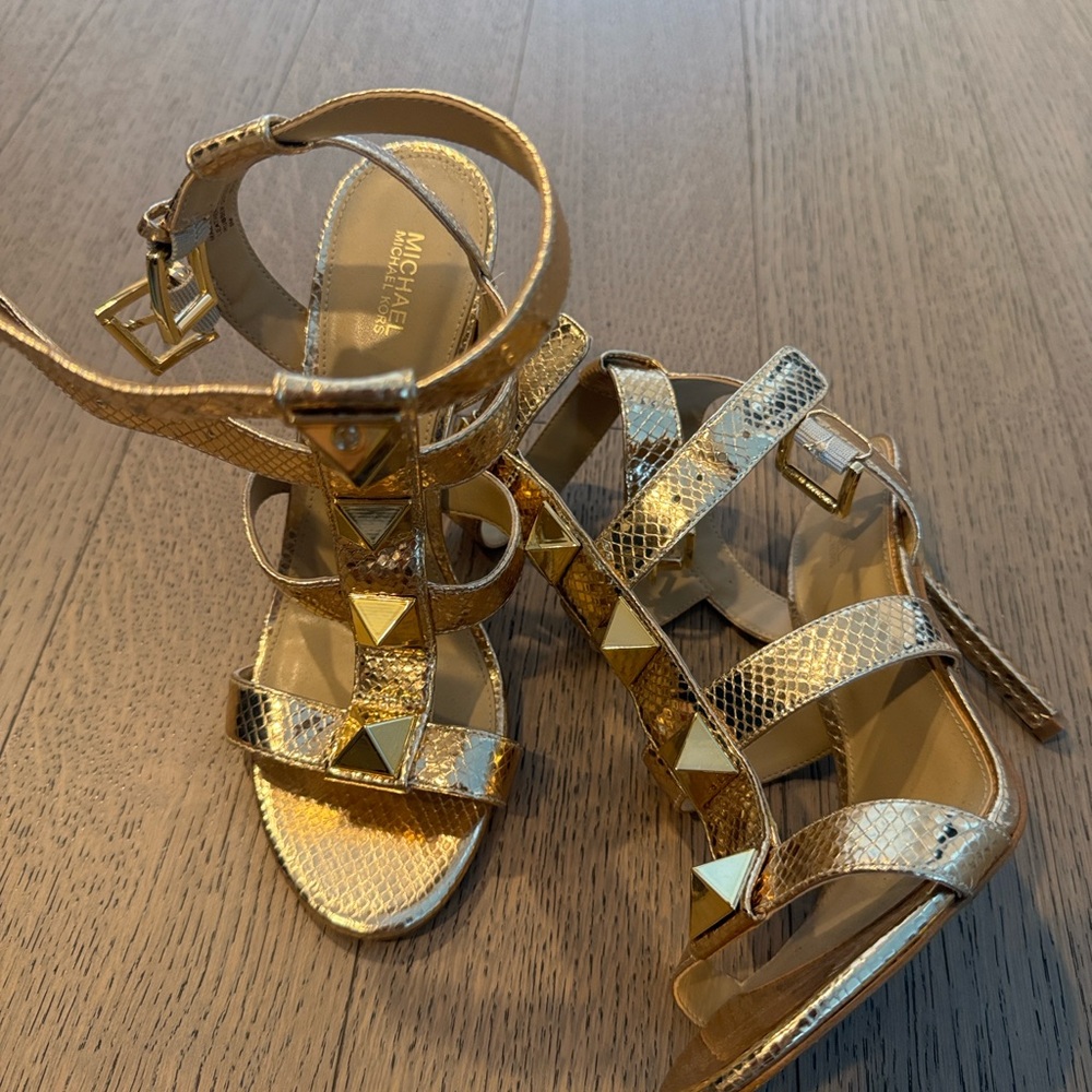 Michael Kors Collection Gold Gladiator Sandals - Picture 4 of 6